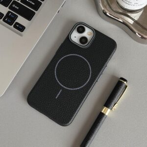 Litchi Leather Magnetic Case (MagSafe)
